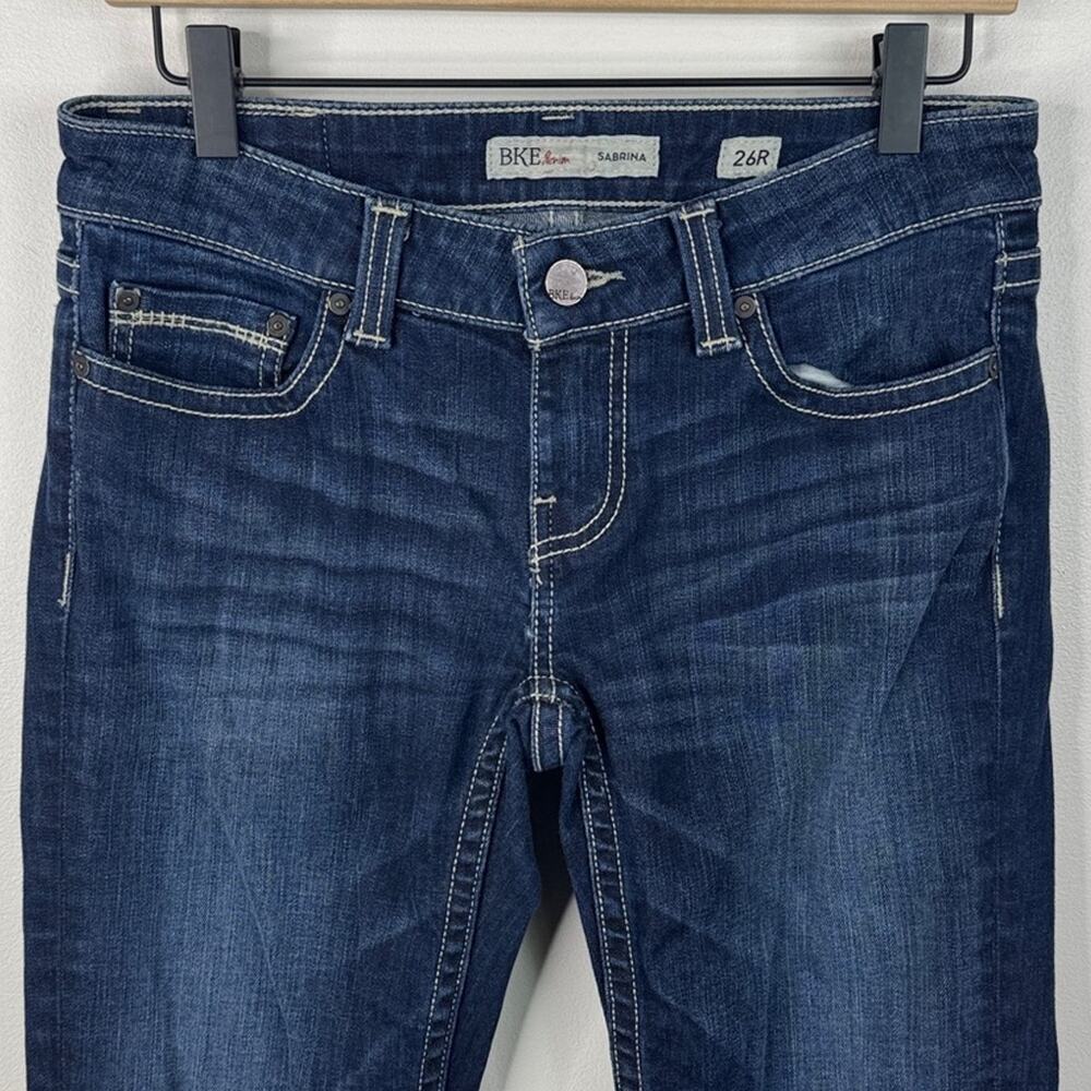 BKE Sabrina Low Rise Bootcut Jeans 26 Dark Wash Stretch Denim Western Y2K Slim - Picture 2 of 10